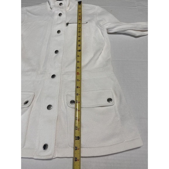 Lauren Ralph Lauren Petite Jacket Women's Size P/P White Button Down Zip Pocket - Picture 11 of 16